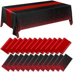Breling 16 Pack Black and Red Tablecloths and Satin Runners Set by Breling