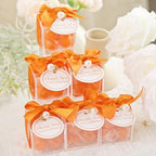 ACITHGL 30 Sets Fully Assembled Small Bubble Candle Party Favors for Guests Bulk Bridal Showers Favors Candles with Stylish Ribbons Thank You Cards Gifts (Orange) - Image 5