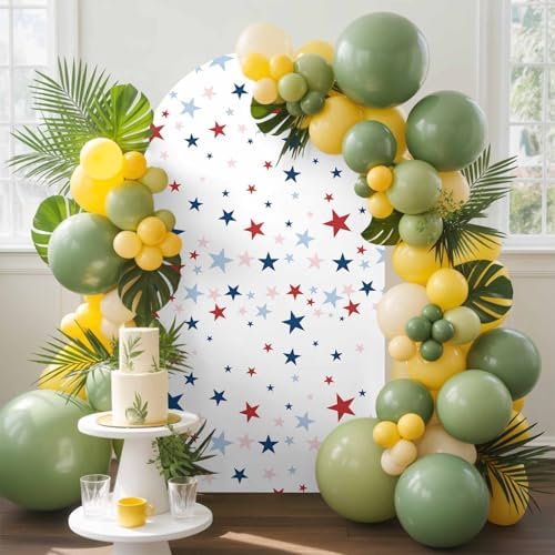 4th of July Arch Backdrop Cover 7.2 FT, Red Blue Stars Independence Day Wedding Arch Cover Stretchy Backdrop Stands Covers for Birthday Party Ceremony Banquet Decor - Image 3
