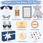 New Parents Gifts for Couples, First Time Mom & Dad Baby Boy Gift Basket, Baby Shower, Newborn, Congratulations, Expecting Parents, Pregnancy Announcement, Gender Reveal, Onesie, Blanket, Socks, Blue - Image 2