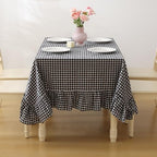 Black White Gingham Ruffled Table Cloth Rectangular 70"x52" by KMASANIJI