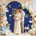 7.2FT 6FT Arch Backdrop Cover for Party, Set of 2 Stretchy Spandex Fitted Arch Stand Cover for Baby Shower, Birthday Wedding Decor, Chiara Backdrop Cover with Double-Sided Design(Blue, Brown) - Image 3