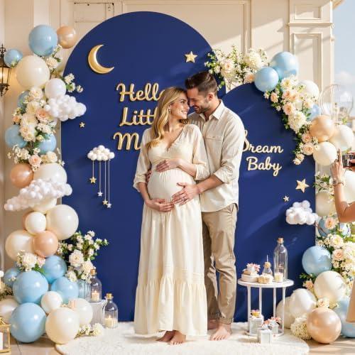7.2FT 6FT Arch Backdrop Cover for Party, Set of 2 Stretchy Spandex Fitted Arch Stand Cover for Baby Shower, Birthday Wedding Decor, Chiara Backdrop Cover with Double-Sided Design(Blue, Brown) - Image 3
