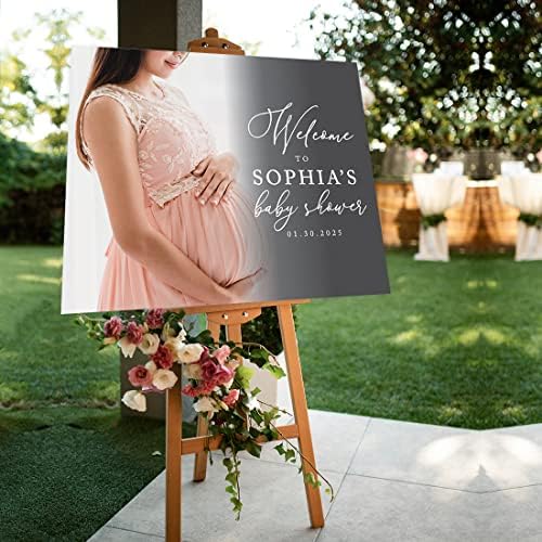 Andaz Press 16"x20" Personalized Canvas Baby Shower Welcome Sign, Custom Photo Classic Gender Neutral Large Welcome Baby Shower Sign for Easel Stand, Baby Shower Decorations - Image 4