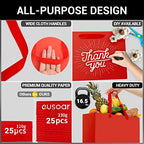 EUSOAR Large Red Shopping Bags, 25 Pack 12.5x4.5x11 inches Gifts Wrap Bags Handles Bulk, Merchandise Retail Wrapping Bags for Business, Craft Grocery, Boutique, Party Favor, Wedding - Image 3