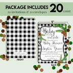 Amanda Creation Custom Baby Shower Invites Buffalo Plaid Pinecone Baby Shower Invitation 20 5x7 Personalized Pinecone Buffalo Plaid Invites With Envelopes - Image 4