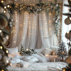 Tulle Backdrop Curtains with Lights Sheer White Curtain Backdrop 10x10ft - Image 6