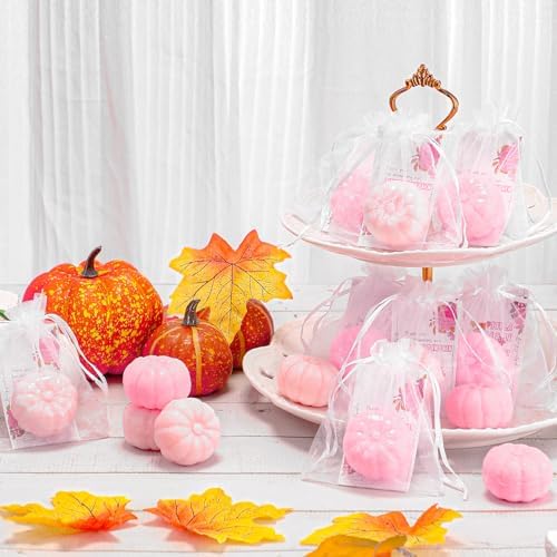 Liliful 50 Sets Pumpkin Soap Baby Shower Favors with Cards and Bags, Pink - Image 5