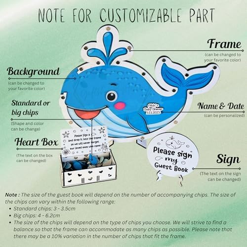 Baby Shower Guest Book Alternative Whale Drop Box, Under the Sea Ocean - Image 6