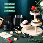 Tessco for you 800 Pcs Mini Appetizer Plates Classic Style Black - Image 4