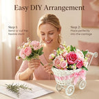 4-Pack White Rattan Baby Carriage Floral Arrangements with Pink Artificial Bouquets – Baby Shower Table Centerpieces, Gender Reveal Party Favors, Mini Stroller Decorations for Guests, Wedding Décor - Image 5