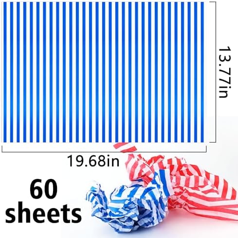 MR FIVE 60 Sheets Blue Stripe Tissue Paper Bulk,14" x 20",White with Blue Stripes Tissues Paper for Gift Bags,Baby Shower,Birthday,Weddings (Pack of 3) - Image 3