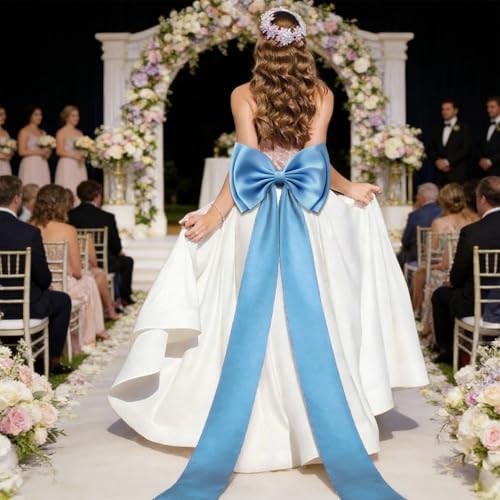 Giant Bow Decoration 75x18 Inch, Big Bow for Backdrop with 10 Pcs Satin Ribbon Bows, Large Satin Decorative Bows for Wedding Birthday Party Baby Shower Room Supplies(Blue) - Image 6