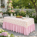 Pink Gingham and Bow Tablecloth Plaid Ruffled Table Skirt, 132 x 90'' by Unknown