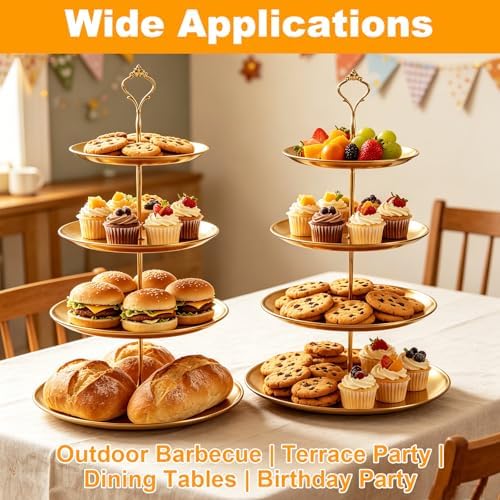 QTLCOHD 2 Pcs 4 Tier Stainless Steel Cupcake Stand - Image 7