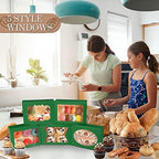 KPOSIYA 65 PCS 8x6x2.5 Inch Cookie Boxes with Window Green Bakery Boxes Pastry Boxes for Gift Giving, Treat, Dessert, Cupcakes, Chocolate, Strawberries, Donuts, Muffins (5 Style Windows) - Image 5