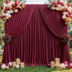 40x10ft Burgundy Backdrop Curtains for Wedding Parties Wrinkle Free Photo Backdrop Drapes for Photography Birthday Baby Shower Soft Fabric Party Backgournd for Photoshoot 5x10ft, 8 Panels by Partisky