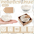 48 Pcs Wedding Favors for Guests Small Ceramic Bowls, Flower, Beige - Image 6
