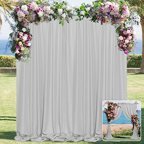 Light Grey Backdrop Curtains for Parties/Weddings/Stage, 5ft x 10ft, 2PCS by MYSKYHOME