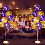 Wettarn 4 Set Balloon Column Kit for Floor with LED Light Balloons Stand Kit Tower Pillar Backdrop for Wedding Birthday Summer Baby Shower Party Decorations(Gold and Purple) - Image 7