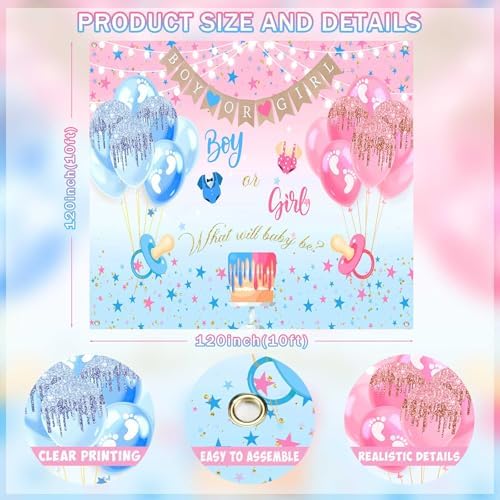 Gender Reveal Boy or Girl Photography Backdrop, 10x10FT - Image 7