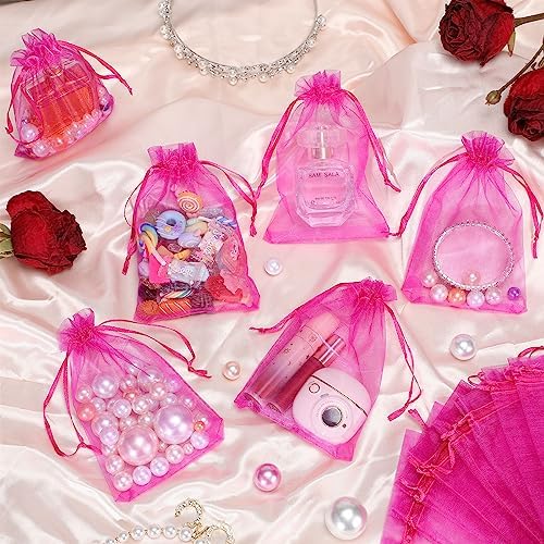 Woanger 500 Pcs Hot Pink Organza Bags Bulk 4 x 6 Inch Small Drawstring Mesh Gift Bags Sheer Jewelry Pouches Sachet Candy Pouch for Wedding Favor Holiday Festival Birthday Party Shower (Pack of 2) - Image 6