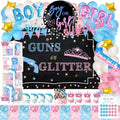 Hombae Guns or Glitter Gender Reveal Decorations, 169 PCs Boy or Girl Gender Reveal Decorations What Will Baby Be Backdrop Balloon Garland Banner Tablecloth Cake Cupcake Topper Cutout Poster Sash by Hombae