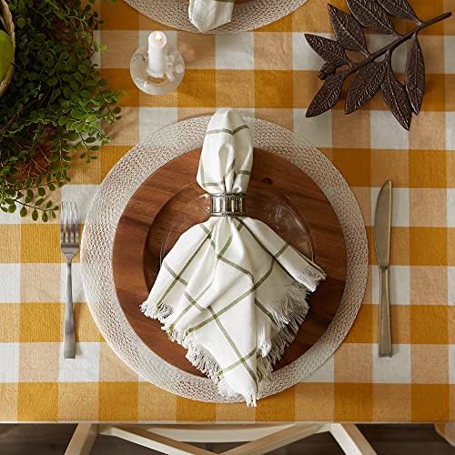 DII Buffalo Check Collection, Classic Farmhouse Tablecloth, 52 x 52, Honey Gold - Image 4