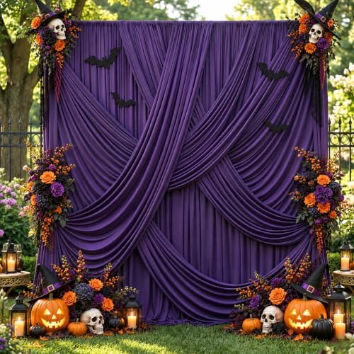 20x12 ft Deep Purple Backdrop Curtains for Weddings, Birthdays and Photos by PartyVillage