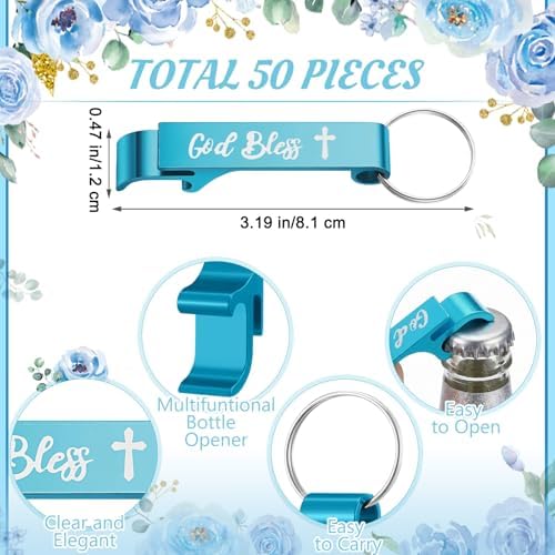 Funnymoom 50 Sets Baptism Favors, God Bless Shot Glasses with Keychains - Image 5