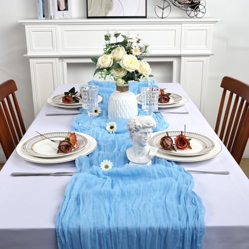 12 Pack 23 x 120 Inch Baby Blue Table Runner 10Ft Cheesecloth - Image 3