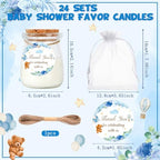 24Pcs Baby Shower Candle Party Favors Lavender Scented Glass Jars Wax Candle Bulk with Thank You Cards Organza Bags for Guests Boy Girl Birthday Gender Reveal Gift Souvenirs (Blue Bear, 24) - Image 2