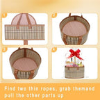 Baskets for Gifts Empty Set of 4, Bamboo Woven Gift Basket with Wrap Bags, Pull Bows, Raffia, Greeting Cards – Gift Basket Making Kit for Birthday, Shower, Housewarming - Image 6