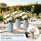 12 PCS 16oz Glass Mason Jars Flower Vases for Centerpieces, Blue - Image 7