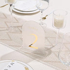 UNIQOOO Frosted Arch Wedding Table Numbers 1-15 w/Stands, Gold Foil Printed 5x7 Acrylic Display Signs &Holders, Pack of 15, Perfect for Centerpiece, Reception, Decoration, Party, Anniversary, Event - Image 4