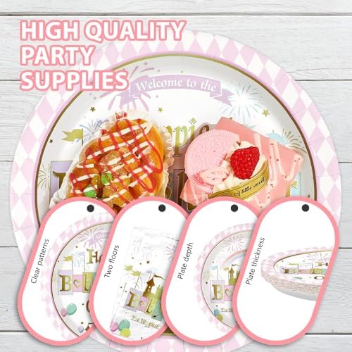 Grencian 96Pcs Princess Castle Baby Shower Party Decorations, Serves 24 - Image 6