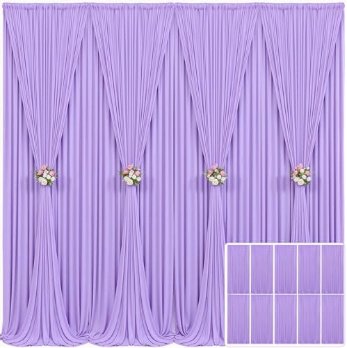 10 Panels Lavender Backdrop Curtain for Parties Wedding Wrinkle Free Light Purple Photo Curtains Backdrop Drapes Fabric Decoration for Baby Shower Photoshoot 50ft(W) x 10ft(H) by Tao-GePartyDecorations