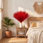 obbsie 150PCS Red Faux Pampas Grass Decor, 21.6" Fluffy Vase Filler - Image 6
