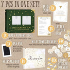 Book Keepsake, Baby Memory Book From Pre-Birth to 5th Year, with 2 Photo Pockets, Milestone Stickers, Hand/Footprint Inkpad, Baby Album and Baby Book for Girls or Boys (Dark Sage) - Image 2