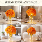 4 Sets Mason Jar Centerpiece with LED Lights and Orange Hydrangea Fake Flowers Vase for Wedding Thanksgiving Party Coffee Table Decor - Image 6