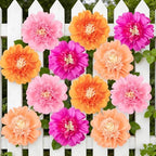 SUNBEAUTY 12PCS Large Paper Flowers 12 Inch Pink Orange Tissue Paper Flowers Pink Orange Giant Crepe Paper Flowers for Girl Women Birthday Wedding Flower Backdrop Wall Spring Garden Party Supplies - Image 6
