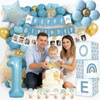 1st Birthday Decorations for Boy, Blue First Party Supplies Balloon Set - Image 4