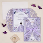 50PCS Wedding Invitation, Purple Hollow Laser Cut Custom Invitations - Image 6