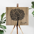 Andaz Press Large Wooden Welcome Sign for Wedding, Rustic Welcome Sign 16" x 20" Custom Names & Date Tree Leaves Thumbprint Wedding Signage English Oak MDF Wood Finish Reception Indoor Outdoor Signs - Image 2