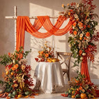 6 Pcs Orange Sunset Party Decorations Cheesecloth Table Runner - Image 4