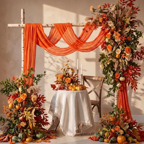 6 Pcs Orange Sunset Party Decorations Cheesecloth Table Runner - Image 4