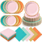 Zhehao 150 Pcs Coral Paper Plates Napkins Serves 50 by Zhehao