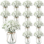 Zeyune 12 Sets Mason Jars with Flower for Table Decor, Baby's Breath by Zeyune