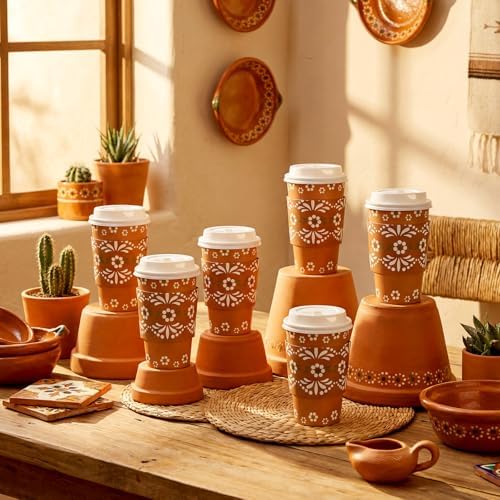 100 Sets 12oz Cielito Lindo Cups Mexican Paper Cup Copas De Barro Disposable Fiesta Coffee Drink Mug with Lid Sleeve for Baby Shower Birthday Wedding Party Supply Cafe Shop Decoration by Acellegic