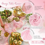 Showgeous 20 Pack Light Pink Cheesecloth Table Runner, 17 x 108 Inches - Image 3